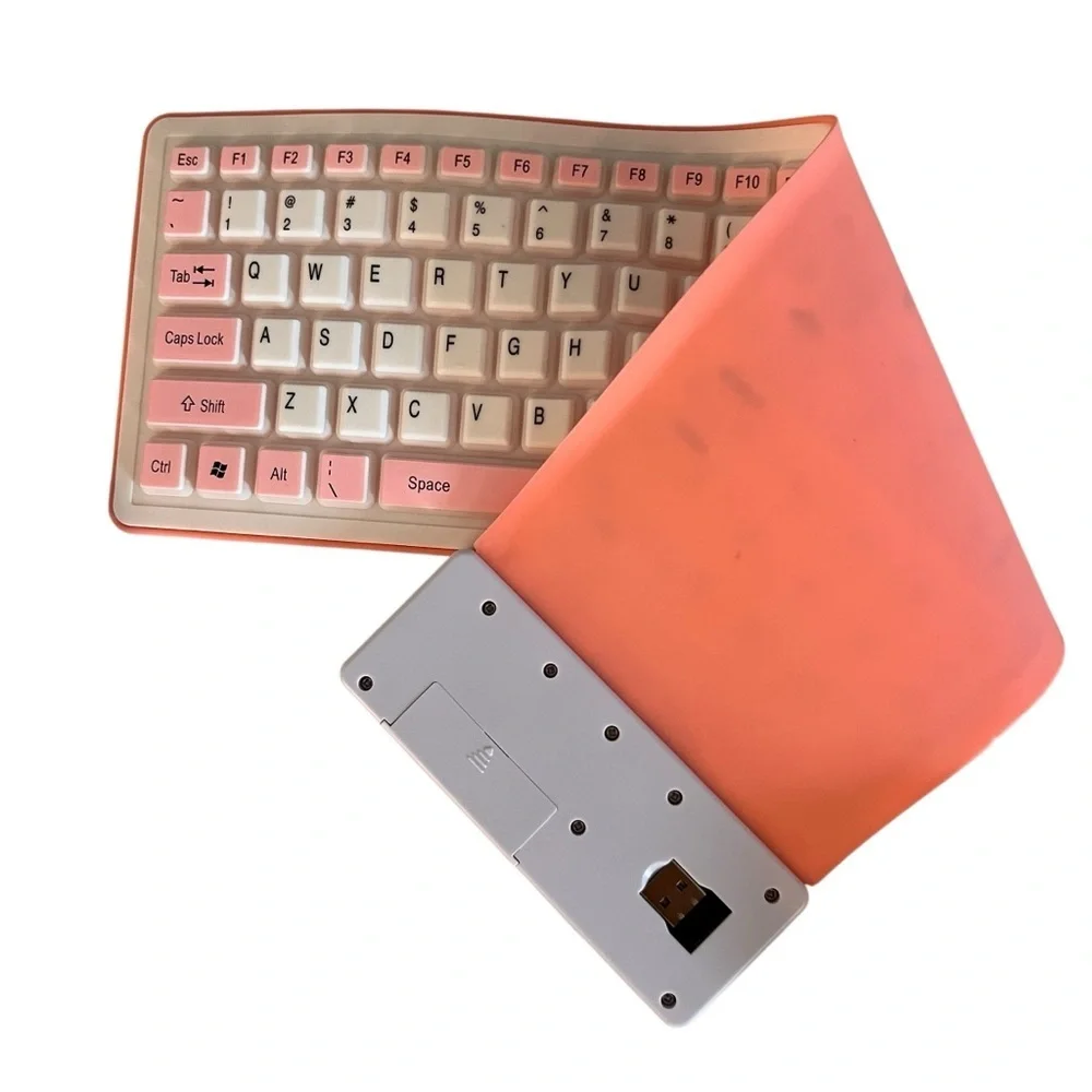 Wireless Pink and White Slim Keyboard with Numeric Keypad